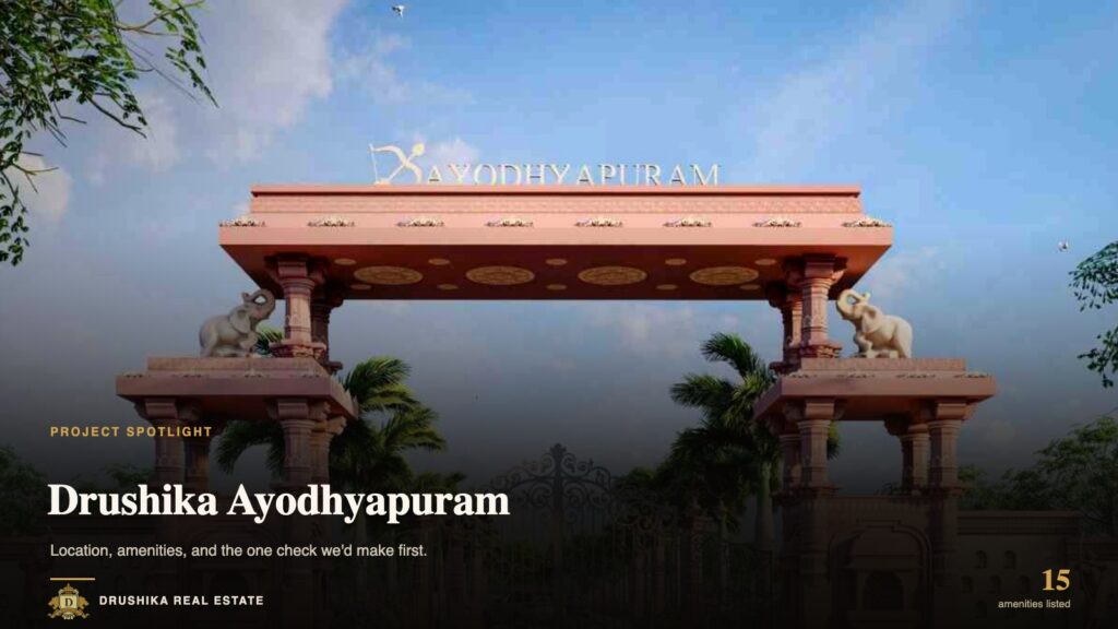 Drushika Ayodhyapuram project spotlight, photo of the Ayodhyapuram entrance arch